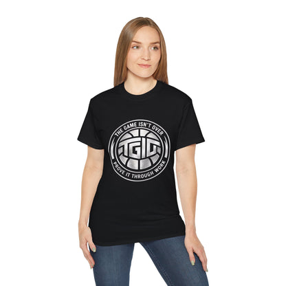 Arabic Calligraphy Tee — "The Game Isn't Over" Gold Script T-Shirt