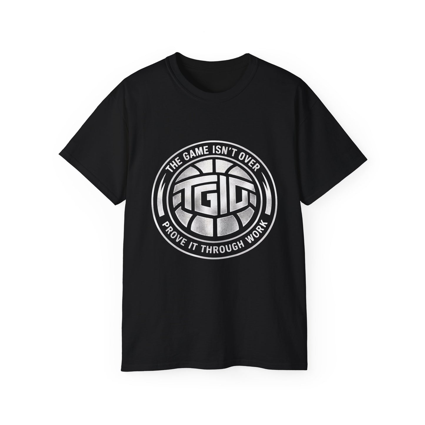 Arabic Calligraphy Tee — "The Game Isn't Over" Gold Script T-Shirt