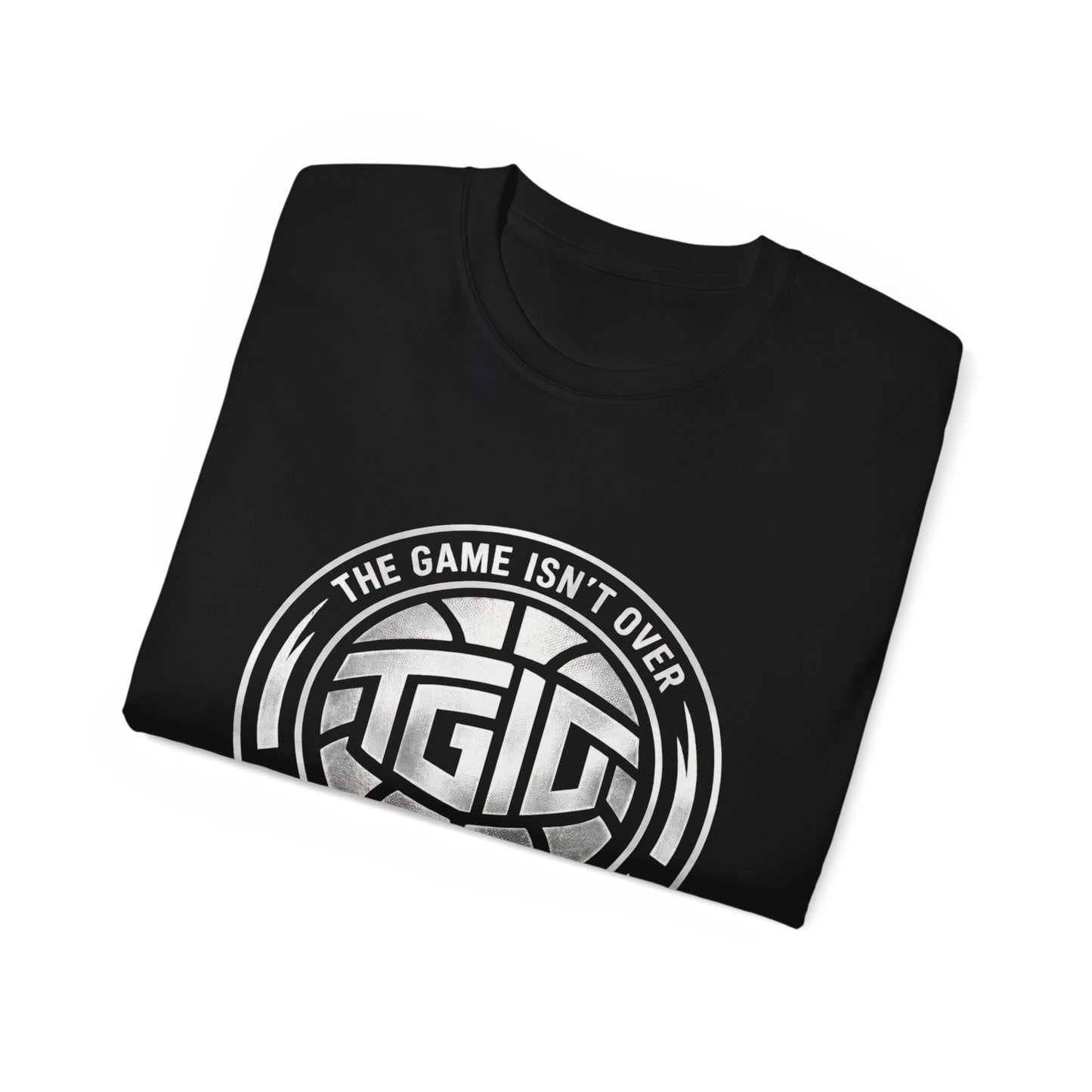 Arabic Calligraphy Tee — "The Game Isn't Over" Gold Script T-Shirt